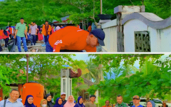 Wujud Kemanunggalan, TNI dan Disbunnak Tanggamus Gotong Royong Bersihkan Pantai Muara Indah
